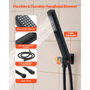 10-Inch Ceiling <b>Mount</b> Rainfall 6-Inch Wall <b>Mount</b> Shower Head 2-1 Handheld <b>Spray</b> Rotatable 1-Year Shower Shower Room Accessories - Product Image 6