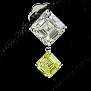 Pendientes de Diamantes Amarillos Vívidos Cultivados en Laboratorio, Certificados por IGI, Corte Asscher, Oro de 10K, 14K, 18K, Regalo de Boda o Compromiso, Joyería Fina - Product Image 3