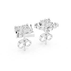 Boucles d'oreilles de fiançailles en or blanc 14 carats avec diamant rond cultivé en laboratoire pour femmes |   Nouveau diamant cultivé - Product Image 6