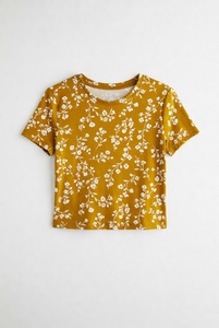 Camiseta Corta de Manga Corta para Mujer, Cuello Redondo, 100% Algodón, Camiseta Básica, Top Corto - Product Image 3