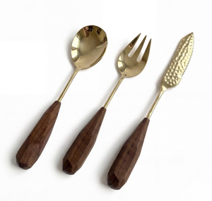 Juego de Cucharas de Boda de Acero Inoxidable Color Dorado en Oferta, Cubiertos Ecológicos con Mango de Madera para Eventos, Restaurantes y Cenas - Product Image 6