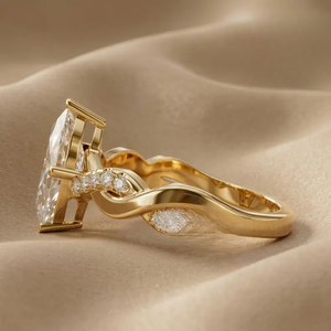 Anillo de Compromiso con Diamante Corte Marquesa para Mujer, Anillo de Diamante para Fiesta, Anillo de Diamante de Oro Amarillo Cultivado en Laboratorio para Venta de Exportación - Product Image 3