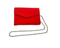 Tas Clutch Wanita Kulit Asli Merah Tahan Air Berkualitas Tinggi dengan Penutup Kancing, Tali Rantai Panjang, Dompet Fashion Buatan Tangan