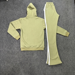 Conjunto Deportivo de 2 Piezas para Mujer, Invierno, Estilo Urbano, Felpa, Personalizado, Pantalones Deportivos con Bordado, Pantalones Acampanados, Sudadera con Logotipo, Joggers - Product Image 3