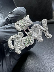 Colgante Unisex de Plata de Ley 925 con Letra Personalizada Iced Out, Diamante Moissanita VVS Brillante de Alto Brillo, Estilo Hip Hop - Product Image 5