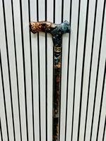 Bastón de Paseo de Diseño Artesanal en Madera de Palisandro con Acabado de Cobre Negro Pulido y Mármol, Multifuncional para Navidad y Acción de Gracias
