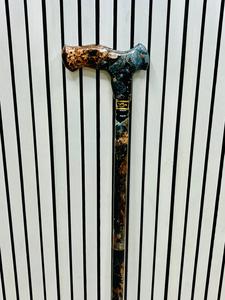 Bastón de Paseo de Diseño Artesanal en Madera de Palisandro con Acabado de Cobre Negro Pulido y Mármol, Multifuncional para Navidad y Acción de Gracias - Product Image 3