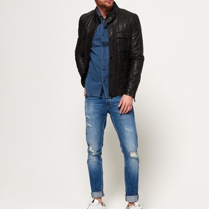 Luxury Men's Shearling <b>Leather</b> Varsity <b>Jacket</b> Hooded Premium Quality Waterproof Breathable 320g Fabric Weight for Ultimate - Product Image 2