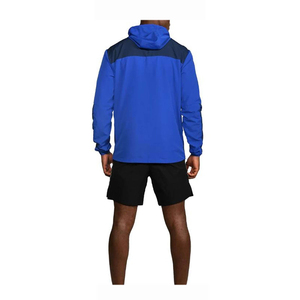 Veste de pluie coupe-vent à capuche pour homme, color-block bleu marine, en polyester, style sportif, pour l'extérieur, automne, fermeture éclair, coupe classique - Product Image 4
