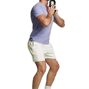 Camiseta de Algodón para Hombre, Corte Ajustado, Cuello Redondo, Manga Corta, Color Sólido, Estilo Casual, Tejido Jersey, Largo Regular, Teñido Liso, Transpirable, OEM ODM - Product Image 4