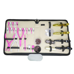 Wholesale Pink Black Color Micro-<b>bead</b> Hair <b>Extension</b> Tools Kit Stainless Steel Professional Pliers Clips with Custom Case - Product Image 2