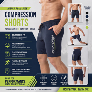 Shorts de compression pour hommes à taille élastique, imprimés, grandes tailles, pour yoga, sous-vêtement technique, gym, fitness et course à pied - Product Image 6