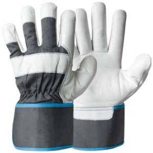 Gants de sécurité robustes en cuir grainé de vachette avec manchette caoutchoutée 11 oz – Nouveau design pour la protection des mains industrielles sur les chantiers - Product Image 1