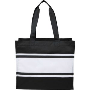 Non Woven Poly Striped Rope Fashion Varsity <b>Box</b> Tote Reusable <b>Gift</b> Custom Print Ready Eco Friendly Promotional Bulk Wholesale - Product Image 5