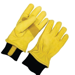 Yellow Leather Work <b>Gloves</b> <b>Knit</b> Wrist Anti-Slip Abrasion Resistant General Purpose Safety <b>Gloves</b> - Product Image 5