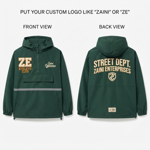 <b>Mens</b> Windbreaker Jacket Premium Polyester 120 GSM Hooded <b>Pullover</b> Reflective Stripe Custom Printed Logo Outdoor Shell - Product Image 1