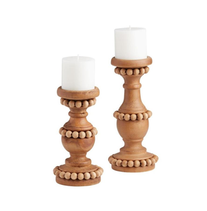 Portavelas Alto Rústico Vintage de Madera Ecológica Pulida con Tallado de Sombra Marrón MULTI CRAFT para Centro de Mesa de Sala de Estar - Product Image 6