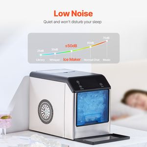 Macchina per Ghiaccio Autopulente da 33 libbre/24H con Costruzione in Acciaio Inossidabile, Paletta per Ghiaccio Masticabile e Vassoio Raccogligocce - Product Image 6