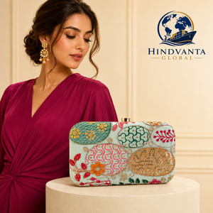 HINDVANTA GLOBAL Elegante Bolso de Mano con Cierre a Presión, Bordado con Lentejuelas Florales, 7 Pulgadas, Ligero, Forro de Poliéster y Algodón, para Mujer - Product Image 5