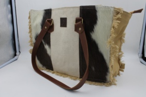 Vintage Canvas Leather Tote <b>Bag</b> Cowhide <b>Patchwork</b> Shoulder <b>Bag</b> Handmade Fringe Handbag Large Capacity Women Casual Tote - Product Image 2