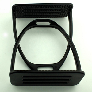 Equestrian Safety Stirrups in Black, Durable Four <b>Bar</b> Construction with <b>Secure</b> Foot Grip and Protective Ankle Support - Product Image 5
