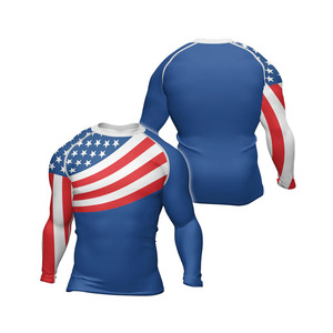 Custom Design Men's Long Sleeve Rashguard BJJ <b>Compression</b> Wear 100% Polyester Premium Quality OEM Service Heat-Transfer Printed - Product Image 6