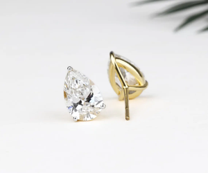 2.0 Ct Pear Cut Diamond <b>Stud</b> Earrings 14K Gold Rhodium Plated Luxury Minimalist 3-Prong Martini <b>Studs</b> Party Gift Her - Product Image 2