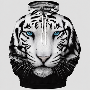 Sudadera con Capucha Deportiva Tejida con Estampado 3D de Tigre Animal King para Hombre y Mujer, Estilo Urbano Otoñal, Casual y Moderno, Largo Regular - Product Image 1