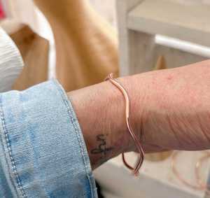 Belladec Handcrafted Wavy Red <b>Copper</b> Plated Cuff Bracelet Set Minimalist Open <b>Bangles</b> Artisan Jewelry Elegant Fashion Gift for - Product Image 5