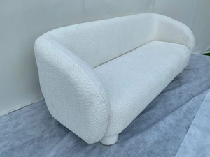 Canapé trois places moderne en tissu bouclé avec accoudoirs incurvés et dossier rembourré pour salon - Product Image 3
