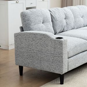 White + <b>Black</b> Convertible Combination Sofa L-Shaped with Footstools <b>Storage</b> for Living Room/<b>Bed</b> Use - Product Image 4