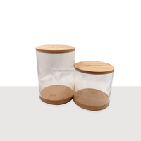 Boîte de présentation transparente en plastique acrylique avec couvercle en bambou, boîte d'emballage, boîte cylindrique