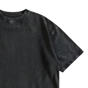 T-shirt graphique noir délavé 100 % coton grande taille col rond manches courtes motif floral streetwear décontracté vente en gros - Product Image 3