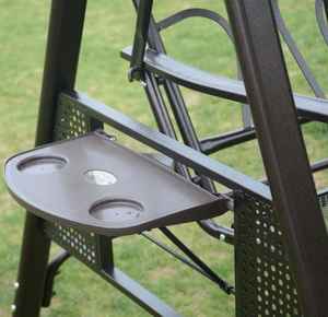 Balançoire de jardin 3 places en fer avec auvent réglable, chaise suspendue pour véranda avec support et coussin pour jardin - Product Image 2