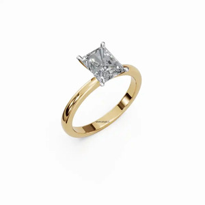 Bague de fiançailles en diamant radiant cultivé en laboratoire certifié IGI, or 10K/14K/18K et argent 925/935, solitaire personnalisé, cadeau de mariage - Product Image 2