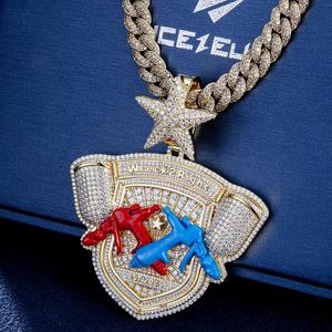 Pendentif en argent 925 plaqué rhodium avec moissanite, style hip-hop, forme personnalisée, serti griffe, idéal pour cadeau ou fête - Product Image 3