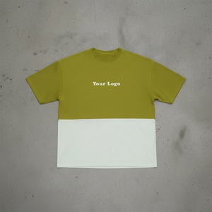 T-shirt pour homme rouge et blanc à blocs de couleur, manches courtes, col rond, coupe décontractée, tissu jersey 100% coton - Product Image 4