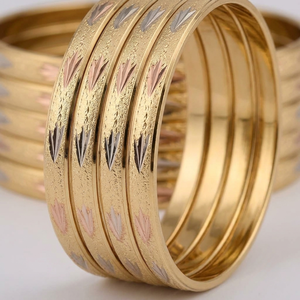 กำไลข้อมือโลหะผสมชุบสามสี ORO-Z ลายเรขาคณิตแบบชนเผ่า ประดับเพชรทรงเหลี่ยม สำหรับงานแต่งงาน เหมาะสำหรับผู้หญิง - Product Image 4