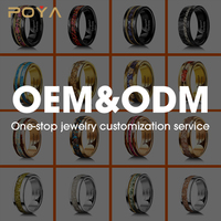 Anillo de Carburo de Tungsteno con Incrustaciones de Madera y Turquesa, Anillo de Boda Cómodo con Forma de Cúpula para Hombre y Mujer, Joyería Natural al por Mayor
