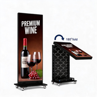 Boîte à lumière mobile verticale en aluminium sur roulettes pour affiches souples, rétroéclairée par LED, résistante aux intempéries, pour magasins, bars et centres commerciaux