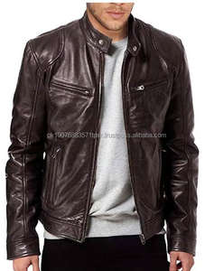 Chaqueta de cuero para motocicleta para hombre, chaqueta de cuero punk con cuello alto para jóvenes, chaqueta de cuero para hombre - Product Image 5