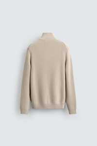 Pull en maille côtelée demi-zip pour homme, col rond, en coton épais, anti-boulochage, hiver, OEM ODM, vente en gros - Product Image 2