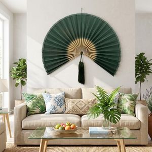 Handcrafted Bamboo <b>Wall</b> Fan Gift for New Home, Boho Interior <b>Decoration</b> and Bedroom Styling - Product Image 1