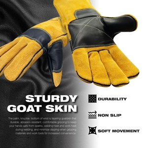 Gants de soudage en cuir de vachette renforcé, usage général, sécurité industrielle, résistants à l'abrasion et aux déchirures - Product Image 4