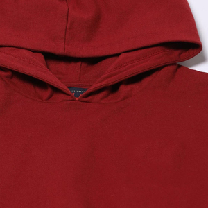 เสื้อสเวตเชิ้ตมีฮู้ดแบบครอปสำหรับผู้หญิง แขนยาว สีพื้น ผ้าฝ้ายถัก ระบายอากาศได้ดี สวมใส่สบายๆ ในฤดูใบไม้ร่วง สีแดงล้วน - Product Image 6