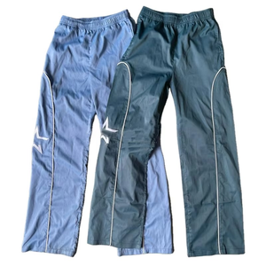 Men's Lightweight Polyester Casual <b>Pants</b> Elastic Waist Side Stripe Breathable <b>Summer</b> Style Straight Fit - Product Image 1