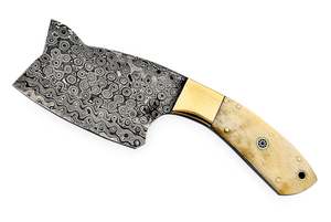 Hachoir à viande professionnel en acier Damas – 67 couches d'acier à haute teneur en carbone – Logo personnalisé – Commande en gros disponible - Product Image 2