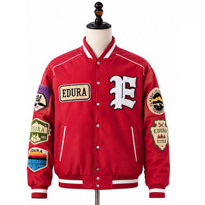 Blouson universitaire personnalisé pour homme, col montant, motif en laine, motif lettres, blouson de baseball en toile pour le printemps - Product Image 1