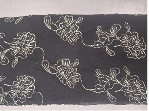 Tela de Chifón Bordada con Hilo Negro y Blanco de Alta Calidad - Material Transparente con Diseño Floral para Vestidos - Product Image 6