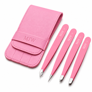 Wholesale <b>Pink</b> Eyebrow Tweezers <b>Set</b> Stainless Steel Precision Hair Removal Beauty <b>Tools</b> - Product Image 5